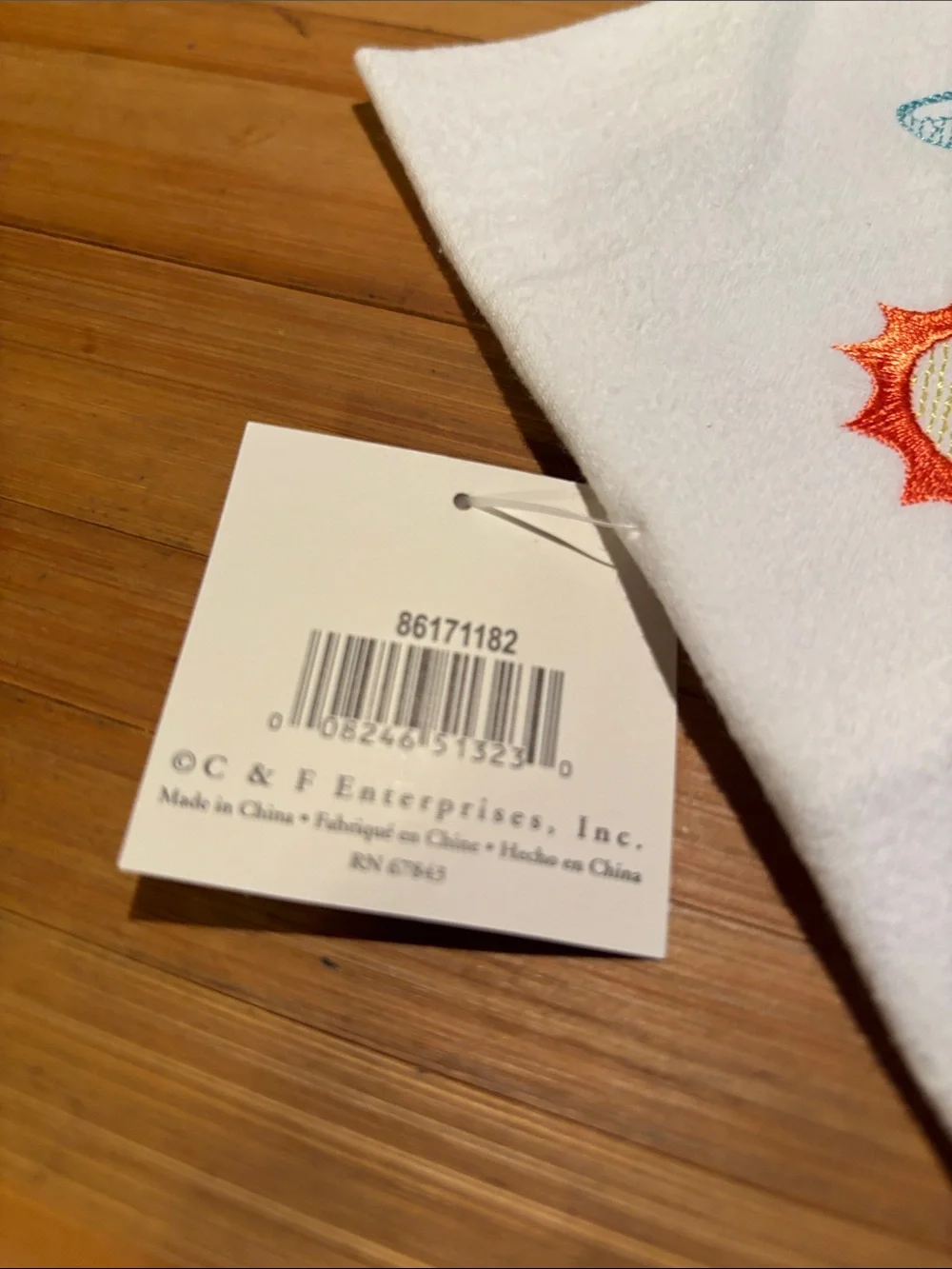 Good Times and Tan Lines Embroidered White Kitchen Towel